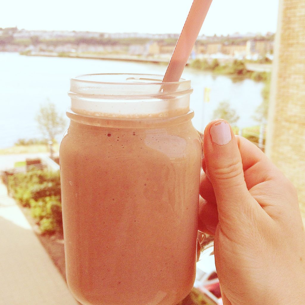 Chocolate and Strawberry Protein Smoothie