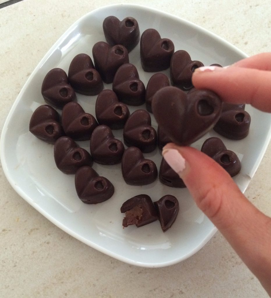 Raw Chocolate Hearts with a Salted Caramel Centre