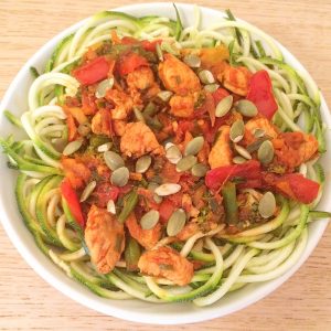 Spicy chicken stir-fry with courgetti