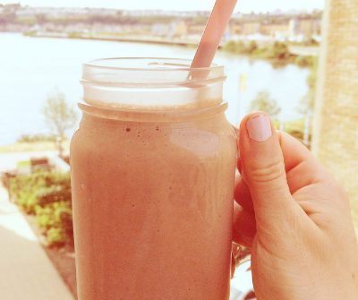 Chocolate and Strawberry Protein Smoothie