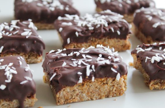 Chocolate topped coconut & almond butter flapjack